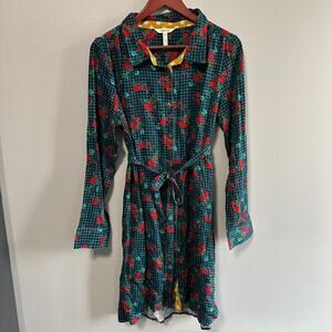 Matilda Jane Womens Fa La Shirt Dress Large Long Sleeve Rose Floral Gingham